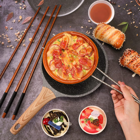 3 Pairs Extra Long Cooking Chopsticks - 15.3 Inch Stainless Steel and 16.5 Inch Wooden Kitchen Chopsticks for Hot Pot, Frying, Noodle, and Cooking...