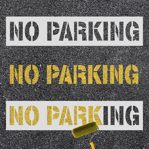 2pcs No Parking Stencils, 4 Inch Letter Stencils Flexible Plastic Parking Lot Paint Templates Parking Lot Stencils Traffic Curb Painting Marking S...