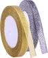 YAKA 3/8 inch 50 Yards Ribbon Shimmer Sheer Organza Ribbon for Craft Bow Party Decoration Packing Ribbons 2 Rolls (Black and Gold, 3/8 inch(10mm))...