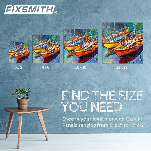 FIXSMITH Canvas Boards for Painting 8x8 Inch, Super Value 12 Pack White Blank Canvas Panels, 100% Cotton Primed, Painting Art Supplies for Profess...