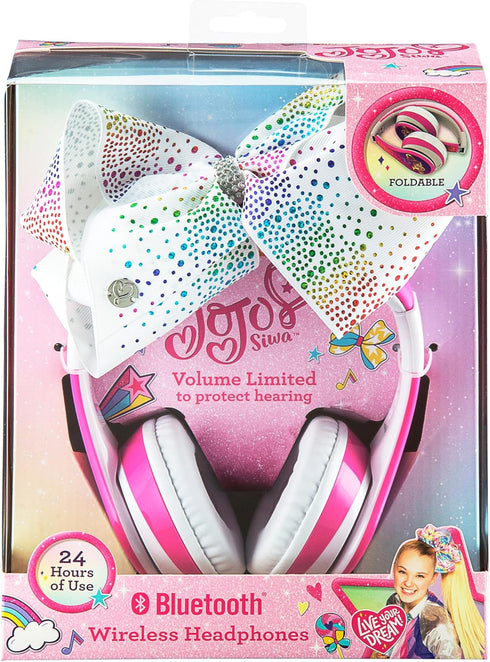 JoJo Siwa Kids Bluetooth Headphones for Wireless Rechargeable Foldable Bluetooth Headphones with Microphone Kid Friendly Sound and Bonus Detachabl...