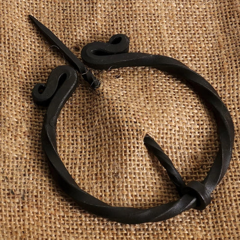 Hand -forged Twisted S shape Brooch with Twisted clock pin Medival design unisex for cloak...