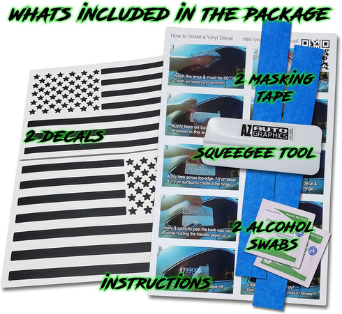 (Matte Black 4" x 7") Two US American Flag Decal Sticker Die-Cut Subdued Car Truck...
