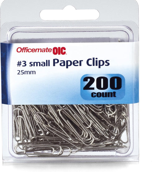 Officemate Small #3 Size Paper Clips, Silver, 200 in Pack (97219)...