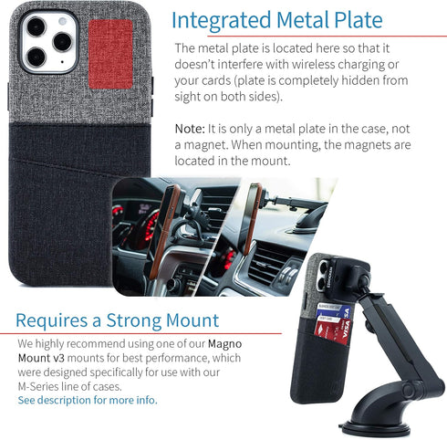 Dockem Wallet Case for iPhone 12 Pro Max: Built-in Metal Plate for Magnetic Mounting & 2 Credit Card Holders: 6.7" Luxe M2, Canvas Style Synthetic...