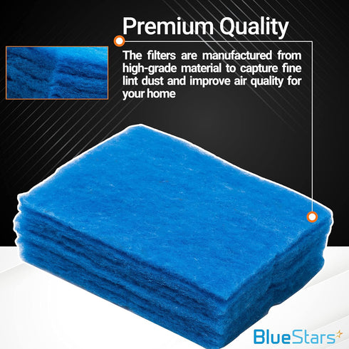 Ultra Durable Polyester Dryer Filter Vent Replacement Part by BlueStars - Exact fit for Better Vent Dryer Filter Indoor - PACK OF 12