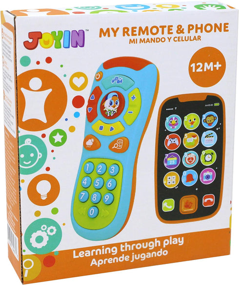 JOYIN My Learning Remote and Phone Bundle with Music, Fun Smartphone Toys for Baby, Infants, Kids, Boys or Girls, Holiday Stocking Stuffers, Birth...