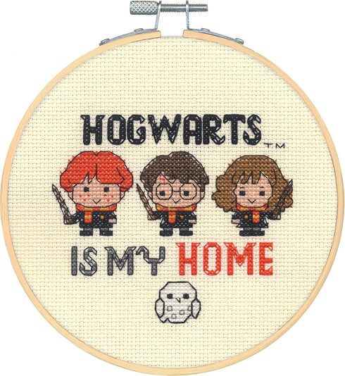 Dimensions 72-76913 Hogwarts Harry Potter Counted Cross Stitch Kit for Beginners, 6" D, 14 Cnt. Ivory Aida, 5pcs...