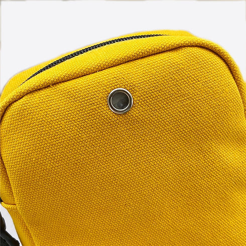 Daisy Flower Stylish Yellow Mini Cotton Canvas Crossbody Bag with Daisy Embroidery...