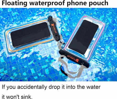 [2 Packs - 8.5“ Noctilucent Floatable Waterproof Phone Pouch Waterproof Phone case for iPhone Samsung Beach Swimming Kayaking Boating Fishing Divi...