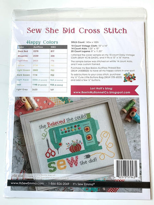 It's Sew Emma Sew She Did Cross Stitch Pattern...