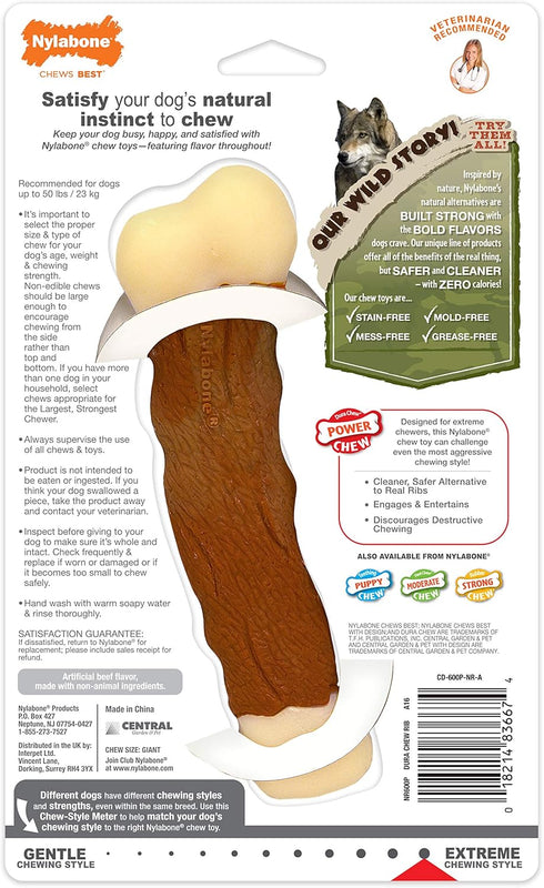 Nylabone Power Chew Marrow Bone Alternative Nylon Chew Toy for Dogs, Dog Toys for Aggressive Chewers, Beef Flavor, Large/Giant (1 Count)...