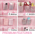 Pink Shoe Organizer Over the Door for Girls Women Kids Room,Hanging Shoe Rack Organizer for Closet Door,Zapateras Storage Holder with 24 Large Poc...