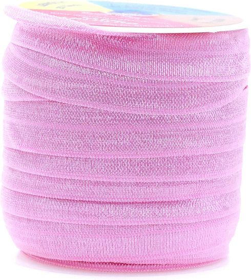 Mandala Crafts 5/8 Inch Pink Fold Over Elastic Ribbon - 20 Yards FOE Foldover Stretchy Ribbon Band for Hair Ties, Headbands, Hair Bows, and Sewing...