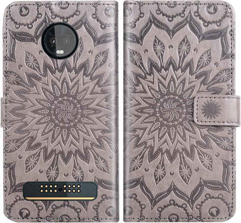 Phone Case for Motorola Moto Z3 / Z3 Play Wallet Cases with Tempered Glass Screen Protector Leather Magnetic Flip Cover Card Holder Stand Cell Acc...