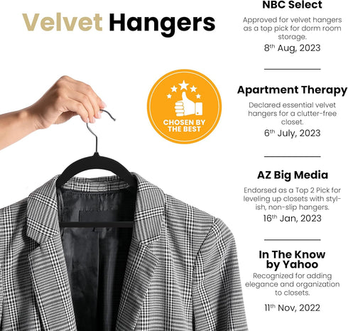Utopia Home Velvet Hangers 30 Pack - Non-Slip Suit Hangers with 360 Degree Rotatable Hook - for Pants, Coats, Shirts & More (Black)...