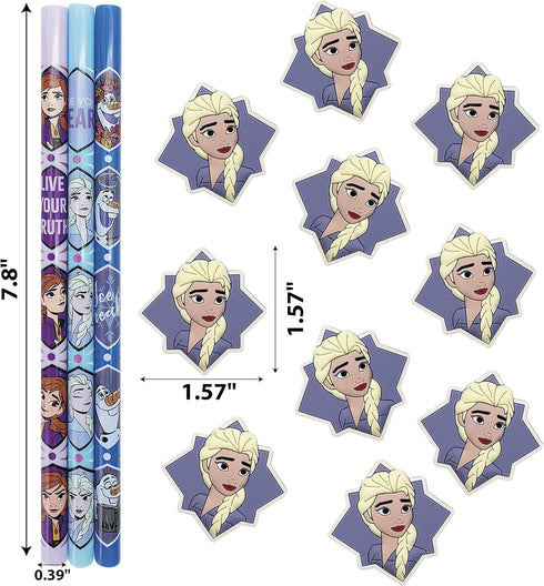 "Zak Designs Disney Frozen 2, 7.8""Reusable Plastic Straw Bundle for Kids' Hydration Includes Fun Drink Sippers and Removable Character Medallion ...