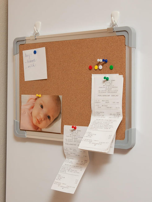 Cork Board Set - Bulletin Corkboard 16 x 12 inch Framed with 10 Thumb Tacks - Small Wall Hanging Message Memo Pin Tackboard Organizer for Home, Of...