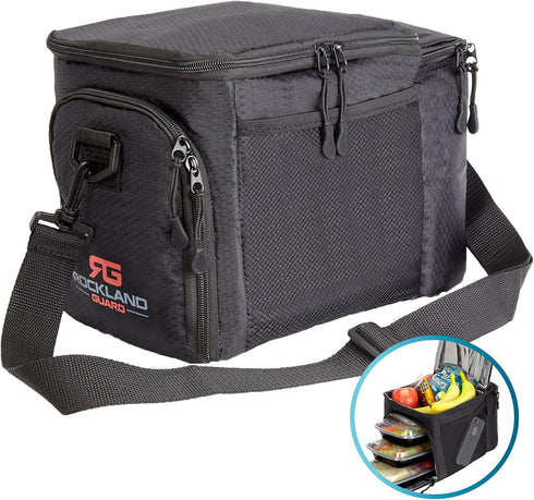 Rockland Guard Insulated Lunch Bag for Men - Lunch Box for Women with Compartments for Meal Prep Containers, Bottles, Snacks, Extra Storage Pocket...