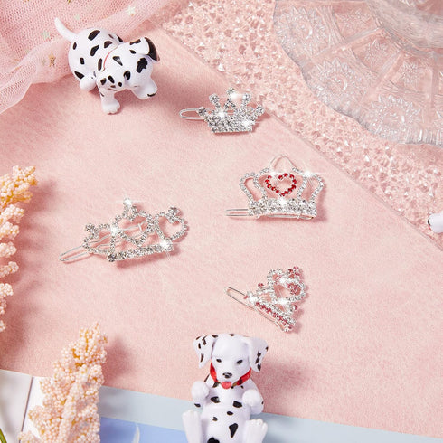 9 Pieces Dog Tiara Crown Hair Clips Pet Crystal Rhinestone Barrette Clips for Dog Puppy Ear Crown Clips Clear Doggie Crown Clip Pet Grooming Hair ...