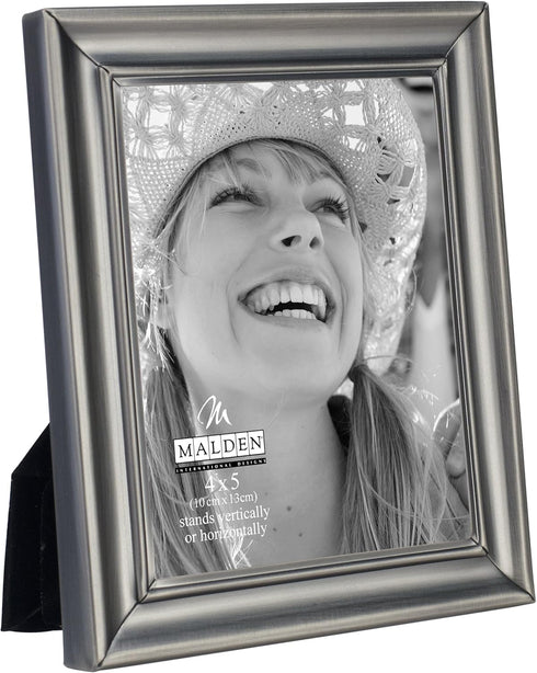 Malden International Designs Concourse Pewter Metal Picture Frame, 4x5, Silver - 192-45...