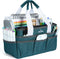 JJRING Craft Organizer Tote Bag for Art Storage, Caddy with Multiple Pockets, Bluish Green Sewing Bag for Scrapbooking, School, Medical, and Offic...