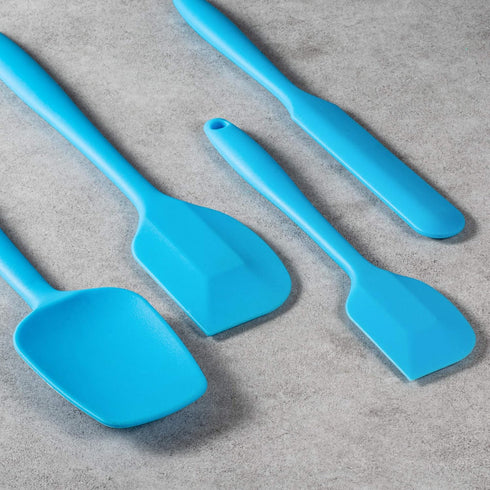 4 Piece Silicone Spatula Set, Flexible Heat Resistant Non-scratch Baking Cooking Rubber Spatulas with Stainless Steel Core, Blue...