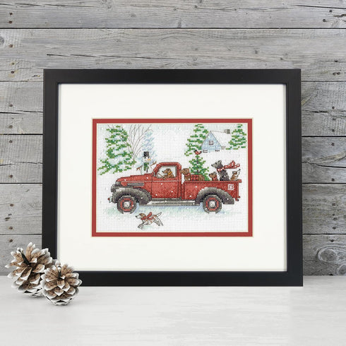 Dimensions 70-09622 Joy Ride Beginner's Mini Counted Cross Stitch Kit, 7" x 5", 14 Cnt. White Aida, 4 Pieces...