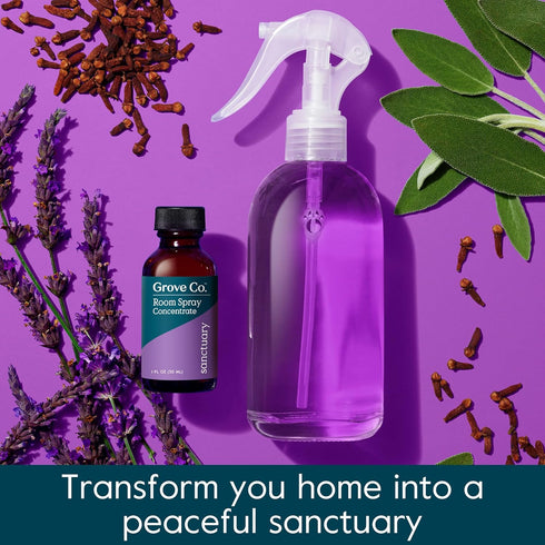 Grove Co. Air Freshener Concentrate (4 x 1 fl oz) Liquid Room Spray Refills, SANCTUARY Room Fragrance - 100% Natural Lavender, Blue Sage and Clove...