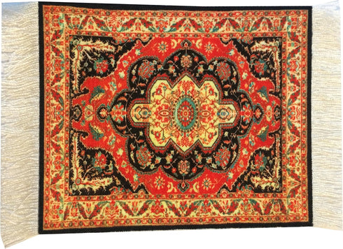 Set of 4 Rug Table Coasters – Oriental Design Fabric Carpet Drink Mats Absorbent Kitchen and Dining Accessories, Spill & Drip Protection, Rectangu...
