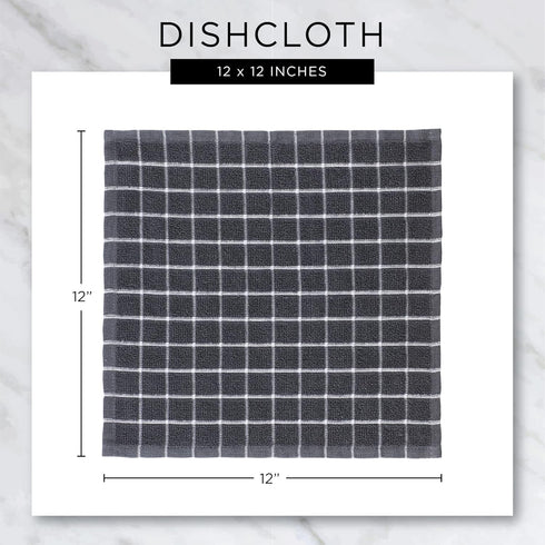 DII Basic Terry Collection Windowpane Dishcloth Set, 12x12, Nautical Blue, 6 Piece...