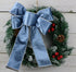 Dusty Blue Velvet Ribbon Wired 2.5" x 10 Yards Blue Christmas Wired Ribbon with Silver Metallic Back Silver Blue Wired Ribbon for Wreaths, Tree To...