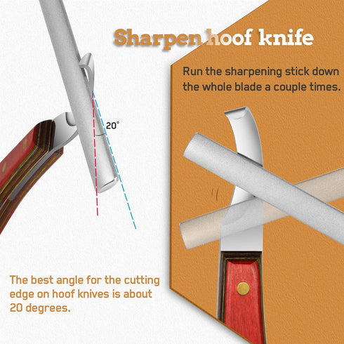 Hoof Knife Sharpener, 5 inch Farrier tool Honing Rod with Diamond Coated to Keep Hoof Knives and Cutting Instruments Sharp Black...