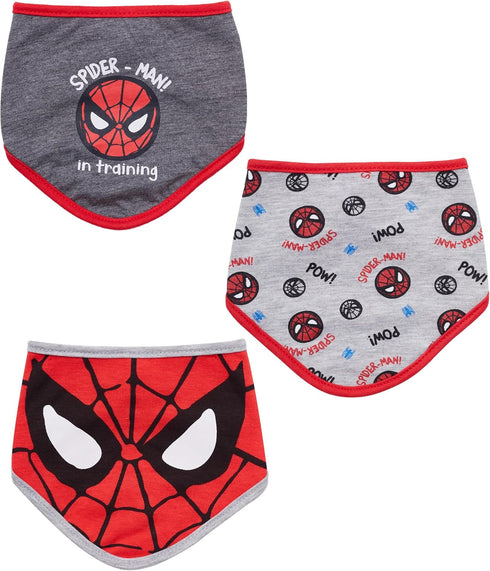 Happy Threads Marvel Spiderman Baby Unisex Bandana Bib 3-Pack - Spider-Man Baby Bibs...