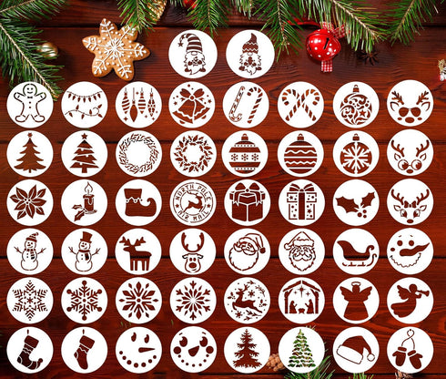 Christmas Stencils for Painting on Wood,3x3” Reusable Holiday Xmas Stencil Drawing Templates for Christmas Tree/Tier Tray/Window Decor...