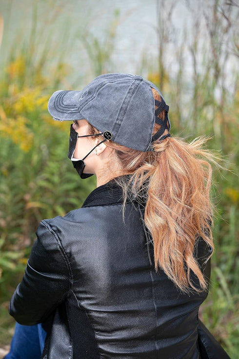 Funky Junque Messy Bun Baseball Cap - Women's Ponytail Hat with Criss Cross Design - Value Packs, Solid Colors, Camo Patterns...
