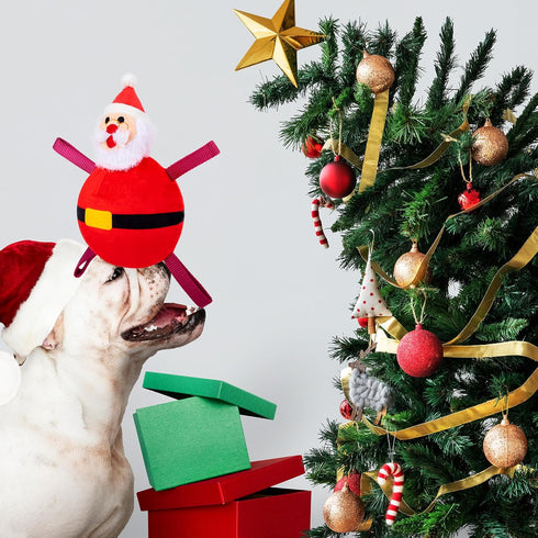 Christmas Dog Toys - Santa Claus Toys for Dog, Dog, Jingle and Rope Santa Xmas Toy for Small Medium Large Puppy, Tug of War & Fetch Play...