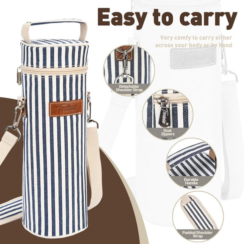 Tirrinia Single Wine Cooler Bags - Insulated & Padded Portable Wine Gift Tote Carrier for Travel, BYOB Restaurant, Wine Tasting, Party, Great Gift...