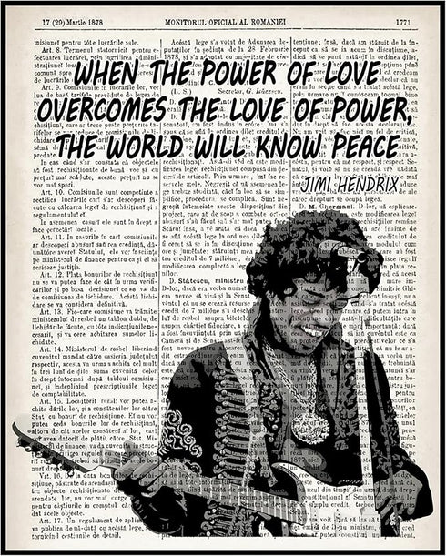 Posterizer 1 pcs-Graffiti Jimi Hendrix Quote-Power of Love-Musical Art Collection-Urban Art- decor for Bedroom, Office, Living Room - unframed wal...
