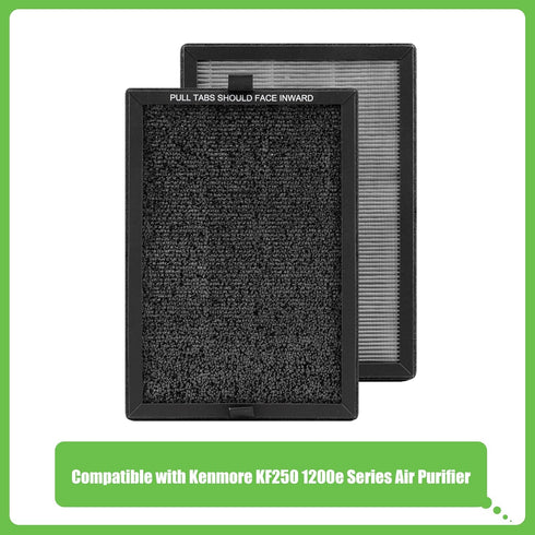 KF250 Filter Replacement, Compatible with Kenmore 1200e Series Air Purifier PM2010, Part Number KF250, 3-in 1 H13 True HEPA Filter, 2 Pack...