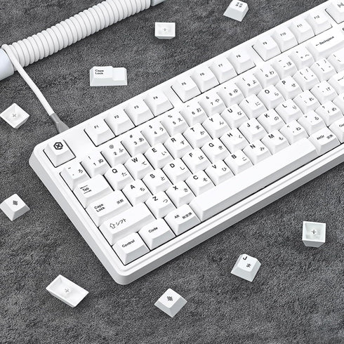 135 Keys White Japanese Keycaps, Minimalist Style Cherry Profile Key Caps, PBT Dye Sublimation Customized Keycaps Set Compatible with Cherry MX Sw...