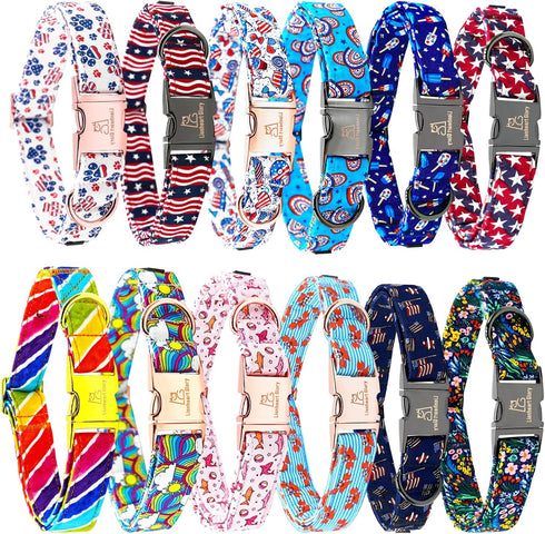 Lionheart glory American Flag Dog Collar, 4 of July Dog Collar Heavy Duty Adjustable Patriotic Dog Collars for Medium Dogs Pet Gift Summer Collars...
