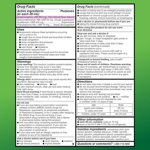 Amazon Basic Care Tussin Severe CF Max Syrup, Multi-Symptom Cough, Cold and Flu Liquid Medicine, Non-Drowsy, Relieves Cough, Sore Throat, Body Ach...