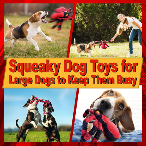 LEGEND SANDY Dog Toys for Aggressive Chewers, Large Dog Toys to Keep Them Busy, Interactive Dog Toys, Squeaky Dog Toys, Tug of War Dog Toy, Crinkl...