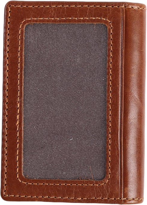 Easyoulife RFID Mens Slim Front Pocket Wallet Genuine Leather Bifold ID/Credit Card Holder...