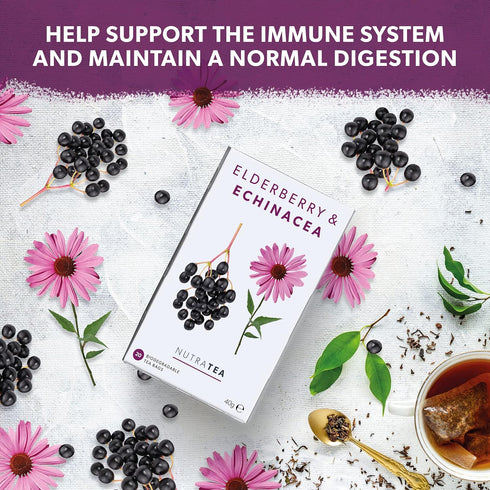 Nutra Tea - Elderberry & Echinacea Tea | Elderberry Tea - Immunity Tea | Immune Tea - 40 Tea Bags - Herbal Tea - (2 Pack)...
