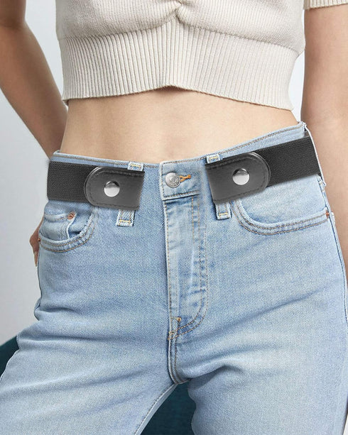 Buckle Free Belt for Women Men, Black Elastic Waist Adjustable Stretchy Invisible Buckleless Belt for Jeans Pants Shorts...