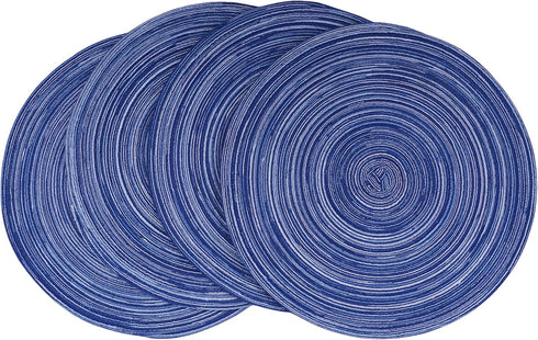 WAZAIGUR Red-A?Placemats,Round Placemats for Dining Table Set of 4 Woven Heat Resistant Non-Slip Kitchen Table Mats Diameter 14 inch(Blue)...