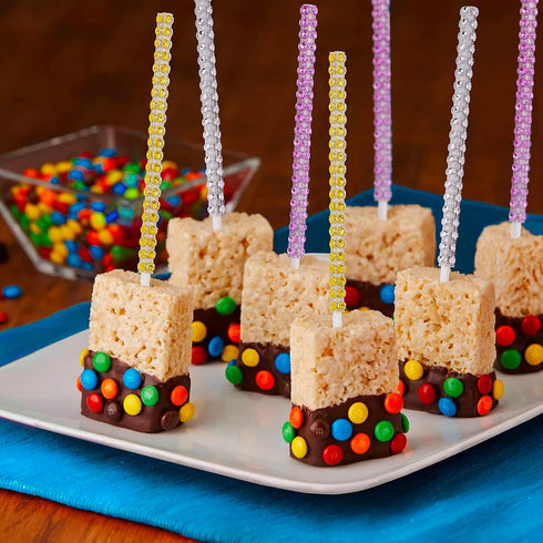 25 PCS Bling Cake Pop Paper Sticks, Glitter Rhinestone Lollipop Treat Sucker Sticks, Diamond Wrap Candy Holder for Chocolate Fruit Marshmallow Des...