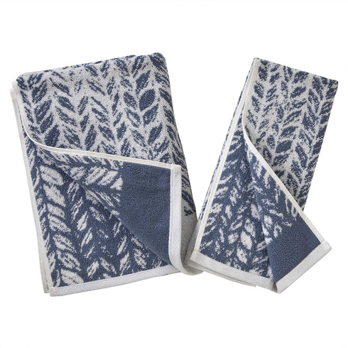 SKL Home Distressed Leaves Bath Towel, 28x54, Denim...